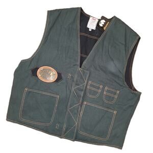Nwt Vntg Disan Black And Green Convertible Adjustable Denim Cargo Vest Sz OS